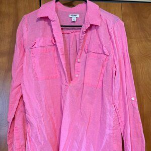 Pink Old Navy Linen Long Sleeve Top
